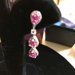 Faux pink sapphire dangle earrings never worn